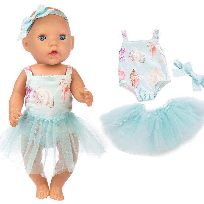 Ecore Fun 5 Sets 14-18 Inch Baby Doll Clothes and Headbands Outfits Pjs Baby Doll Accessories for 43cm New Born Dolls, 15 Inch Baby Dolls - Image 5